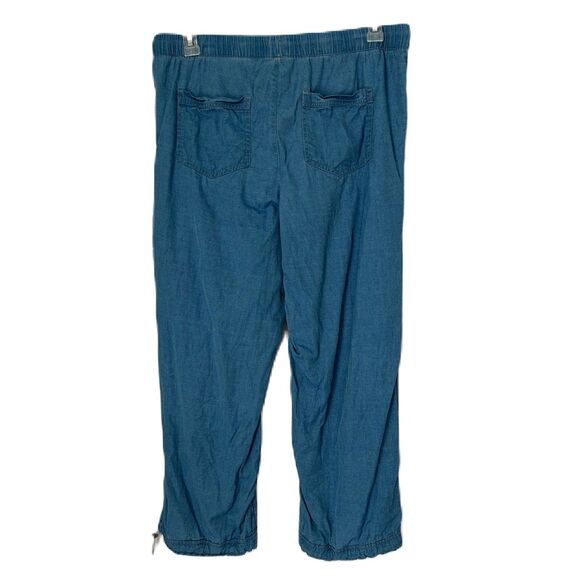 Nicole Miller Pants Women L Chambray Denim Pullon Pockets Jogger Casual Weekend - Picture 2 of 12
